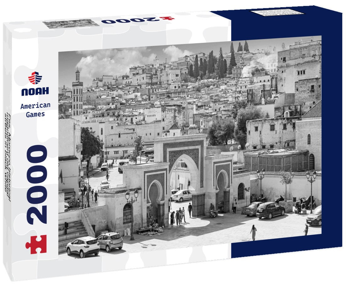 Noah Jigsaw Puzzle Fes, Morocco historical magnificent old capital streets in black white 2000 pieces