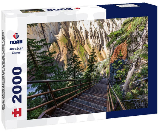 Noah Jigsaw Puzzle Stormy river flows in a narrow gorge in the rocks. Steps down to the bottom of the gorge. Uncle Toms Trail on The Grand Canyon of the Yellowstone National Park, Wyoming 2000 pieces