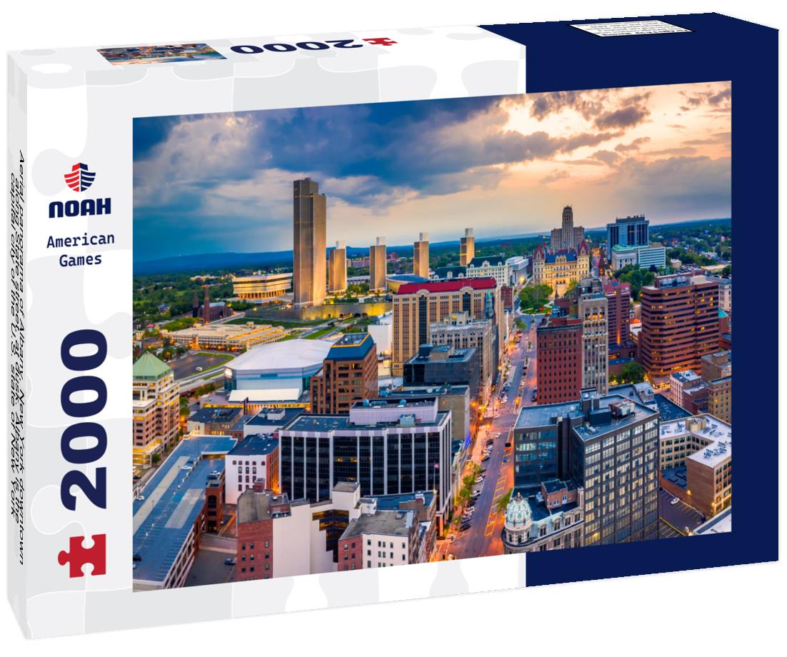 Noah Jigsaw Puzzle Aerial panorama of Albany, New York downtown along State street, at dusk. Albany is the capital city of the U.S. state of New York and the county seat of Albany County 2000 pieces