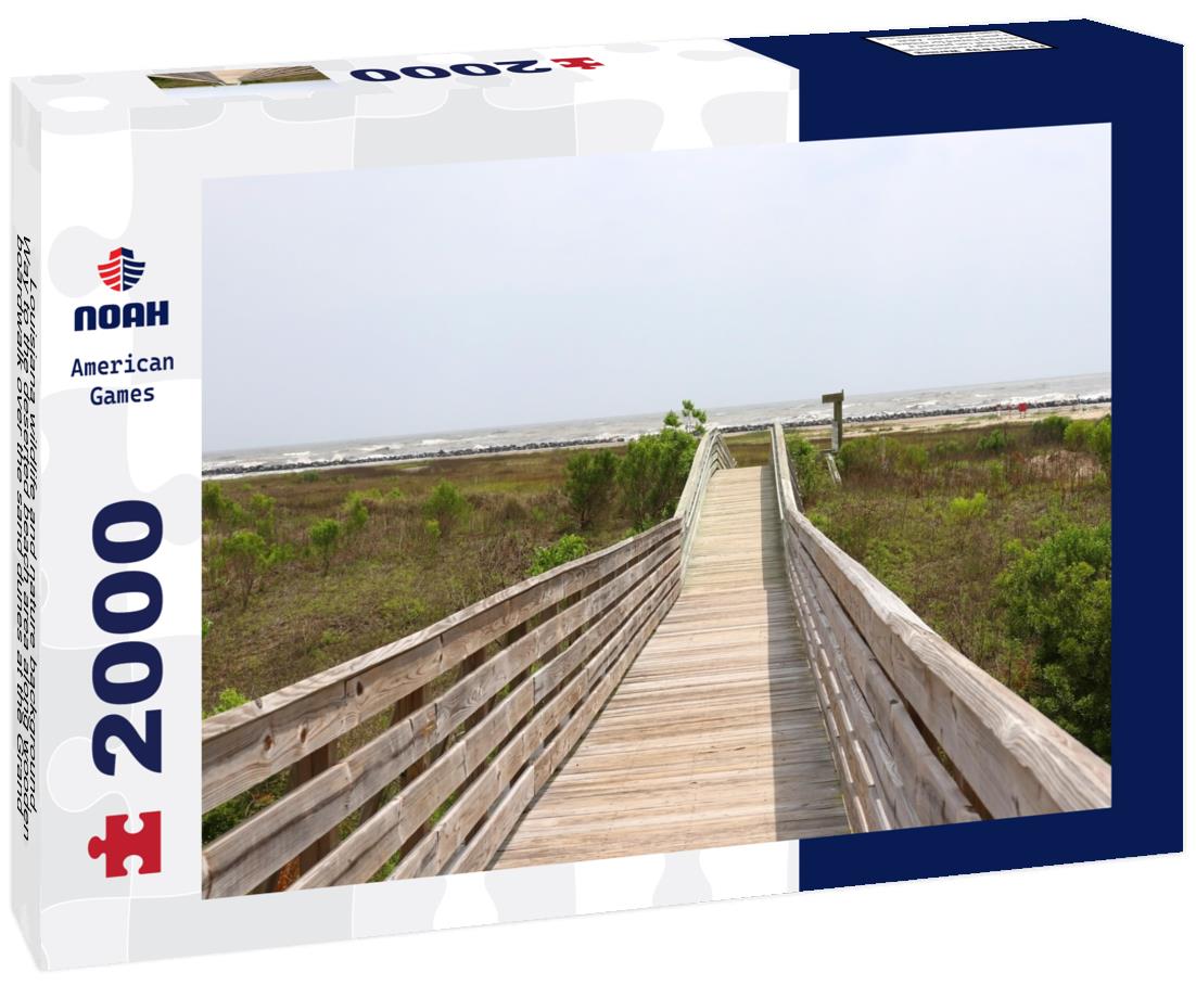 Noah Jigsaw Puzzle Louisiana wildlife and nature background. Way to the deserted beach area along wooden boardwalk over the sand dunes at the Grand Isle State Park, Louisiana, South USA 2000 pieces