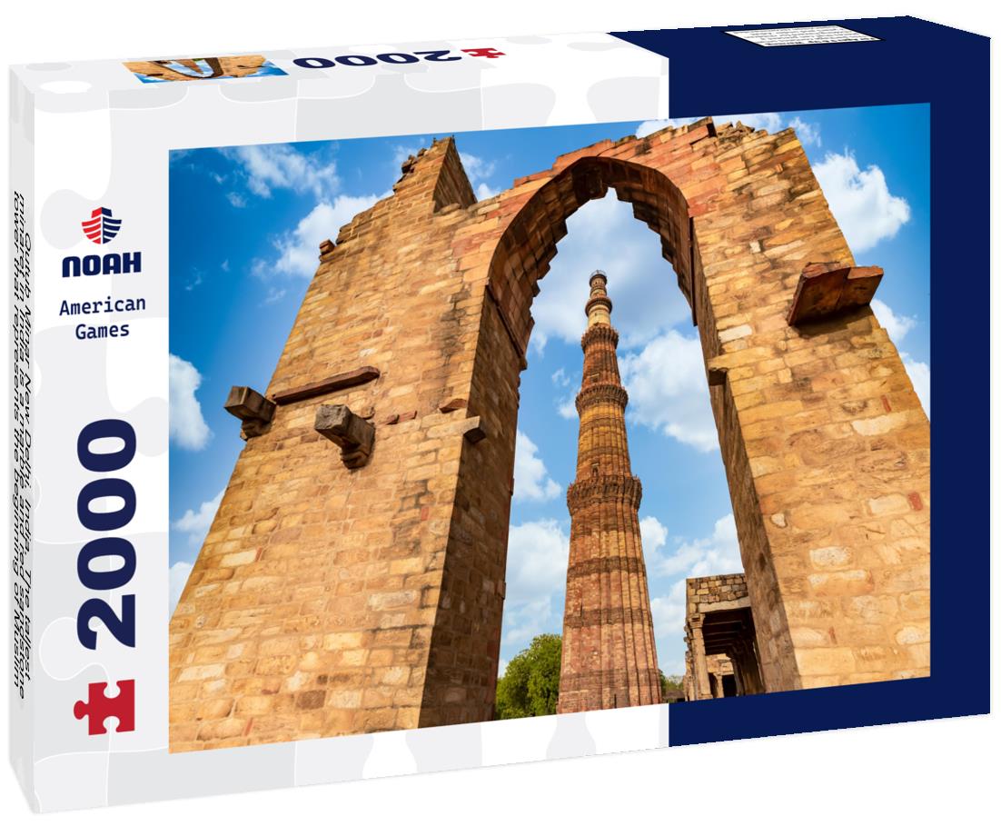 Noah Jigsaw Puzzle Qutub Minar New Delhi, India, The tallest minaret in India is a marble and red sandstone tower that represents the beginning of Muslim rule in the country, New Delh 2000 pieces