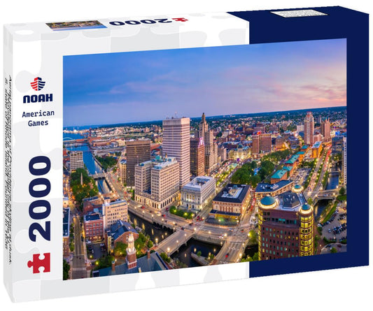 Noah Jigsaw Puzzle Aerial panorama of Providence skyline at dusk. Providence is the capital city of the U.S. state of Rhode Island. Founded in 1636 is one of the oldest cities in USA 2000 pieces