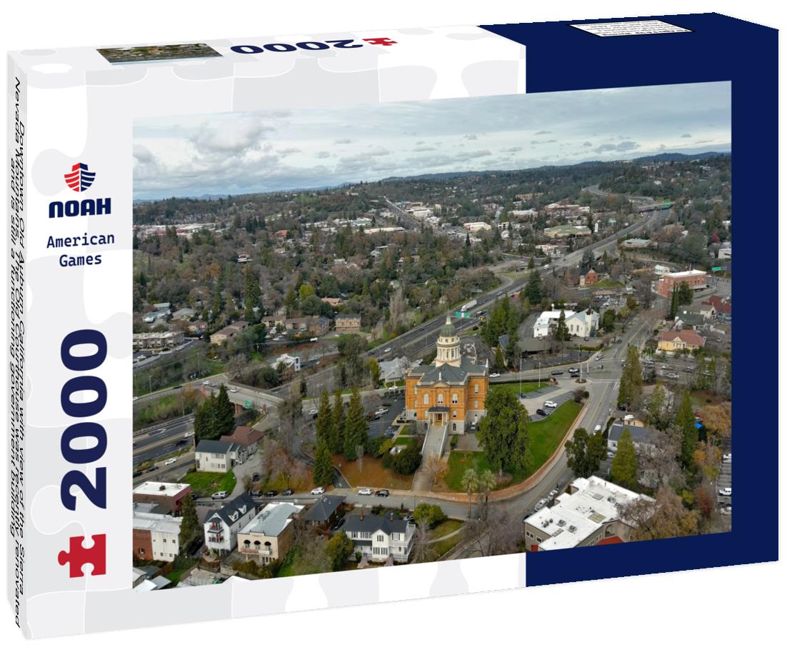 Noah Jigsaw Puzzle Downtown Old Auburn California with view of the Sierra Nevada Mountains. The Old Courthouse was recently renovated and is still a functioning government building 2000 pieces