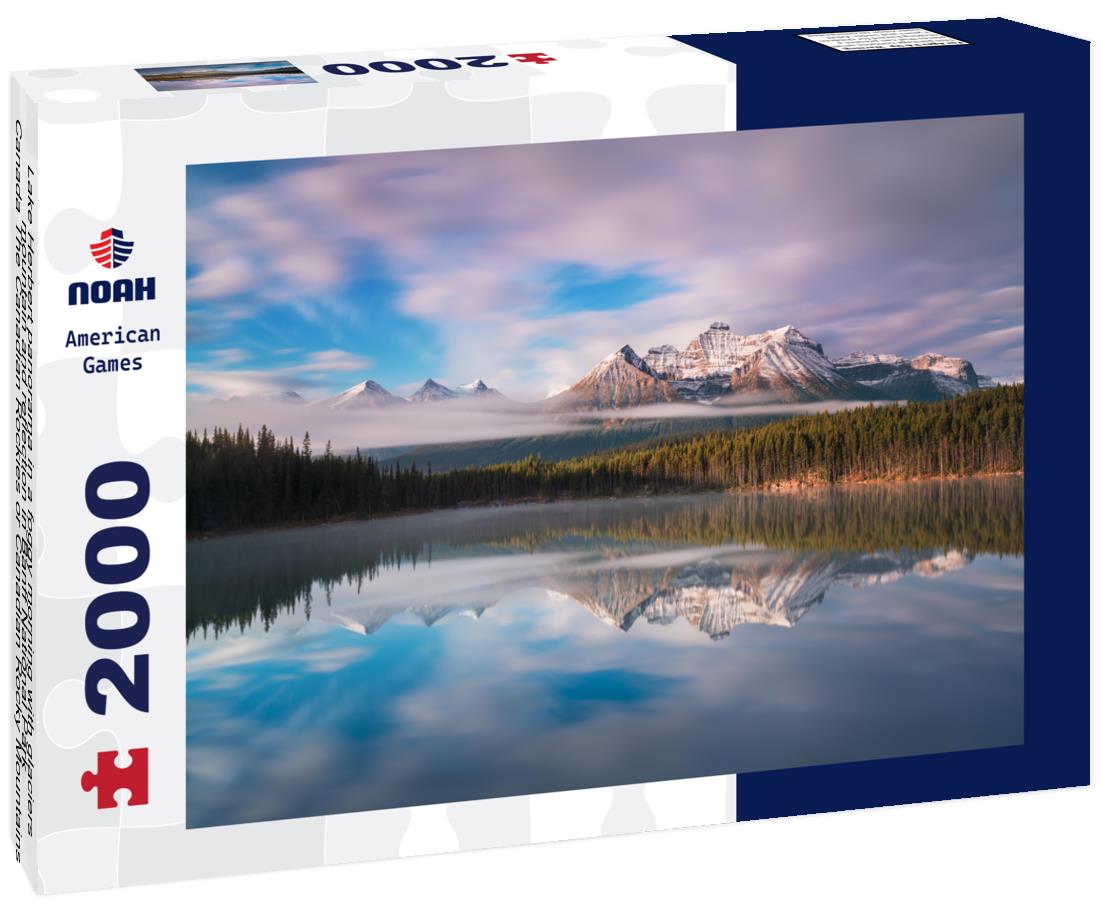 Noah Jigsaw Puzzle Lake Herbert panorama in a foggy morning with glaciers mountain and reflection in Banff National Park, Canada The Canadian Rockies or Canadian Rocky Mountains 2000 pieces