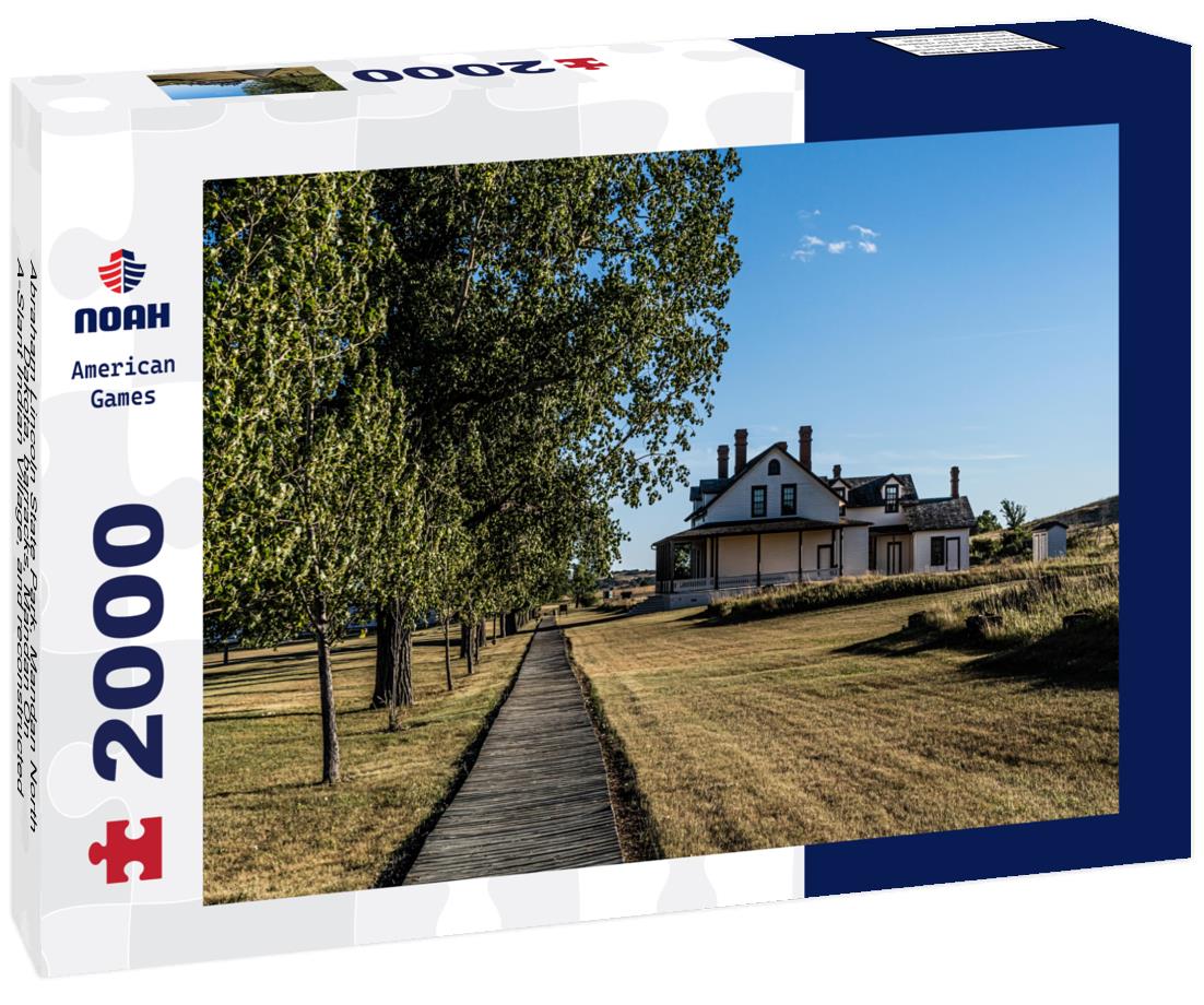 Noah Jigsaw Puzzle Abraham Lincoln State Park, Mandan North Dakota, barracks, Mandan On-A-Slant Indian Village, and reconstructed military buildings including the Custer House 2000 pieces