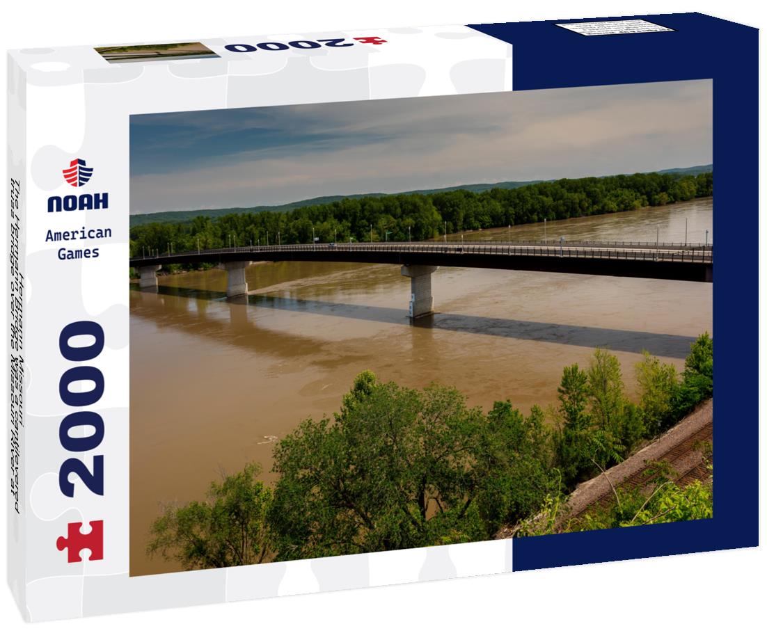 Noah Jigsaw Puzzle Hermann Missouri - The Hermann Bridge was a cantilevered truss bridge over the Missouri River at Hermann, Missouri between Gasconade and Montgomery County 2000 pieces