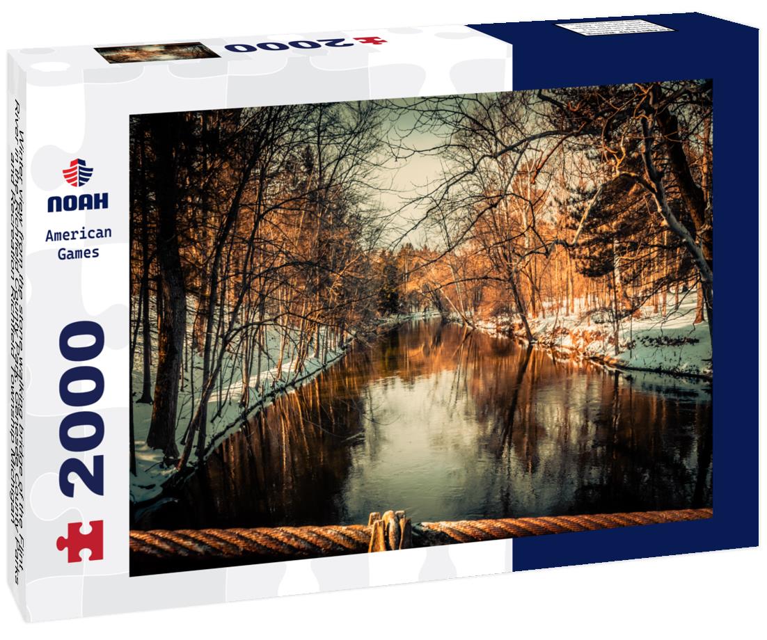 Noah Jigsaw Puzzle Winter view from the stone walking bridge of the Flint River in the Richfield County Park, Genesee County Parks and Recreation Richfield Township Michigan 2000 pieces