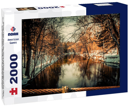 Noah Jigsaw Puzzle Winter view from the stone walking bridge of the Flint River in the Richfield County Park, Genesee County Parks and Recreation Richfield Township Michigan 2000 pieces