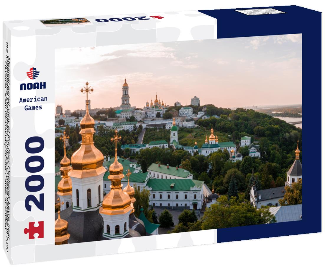 Noah Jigsaw Puzzle Magical aerial view of the Kiev Pechersk Lavra near the Motherland Monument. UNESCO world heritage in Kyiv, Ukraine. Kiev Monastery of the Caves at sunset 2000 pieces