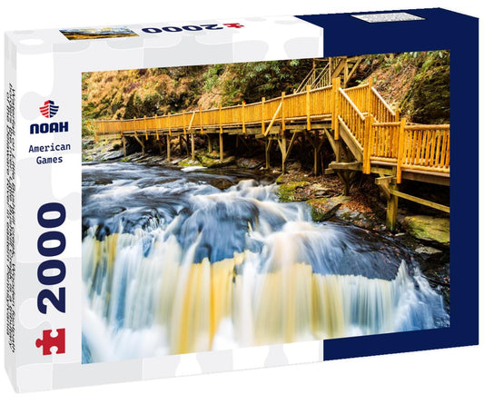 Noah Jigsaw Puzzle Waterfall on Little Bushkill creek. Wooden footpath borders the river. Little Bushkill Creek is a tributary of the Delaware River in eastern Pennsylvania 2000 pieces