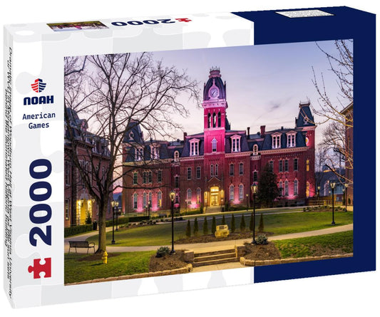 Noah Jigsaw Puzzle Dramatic image of Woodburn Hall at West Virginia University or WVU in Morgantown West Virginia as the sun sets behind the illuminated historic building 2000 pieces
