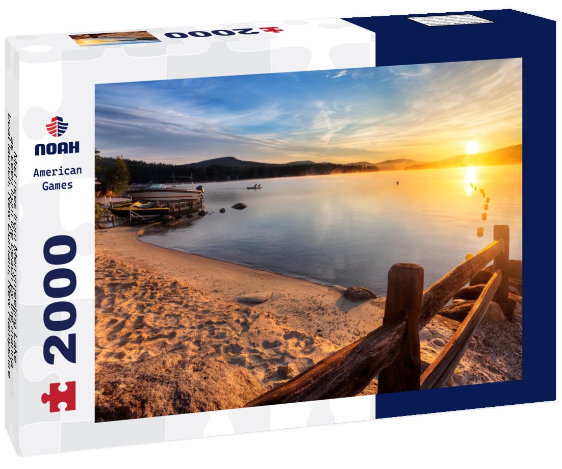 Noah Jigsaw Puzzle Mist rises from Merrymeeting Lake, as seen from the beach by the marina boat launch, New Durham, New Hampshire right after sunrise on a summer morning 2000 pieces