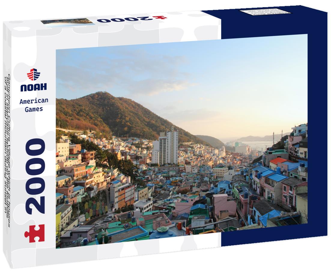 Noah Jigsaw Puzzle Gamcheon Culture Village which is houses built in staircase-fashion on the foothills of a coastal mountain during sunset in autumn, Busan, South Korea 2000 pieces
