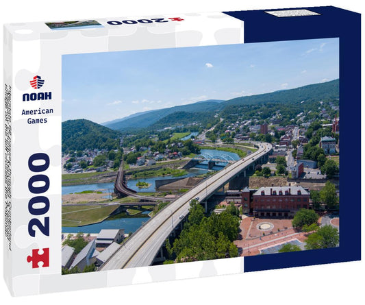 Noah Jigsaw Puzzle Interstate 68 passes through Cumberland, Allegany County, Maryland. A railroad bridge on the left crosses the Potomac River to Ridgeley, West Virginia 2000 pieces