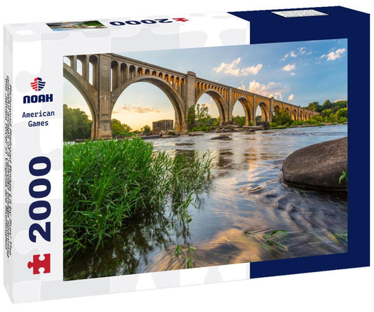 Noah Jigsaw Puzzle Richmond Railroad Bridge Lit by Sun/ The graceful arches of a railroad bridge spanning the James River in Virginia are illuminated by the setting sun 2000 pieces