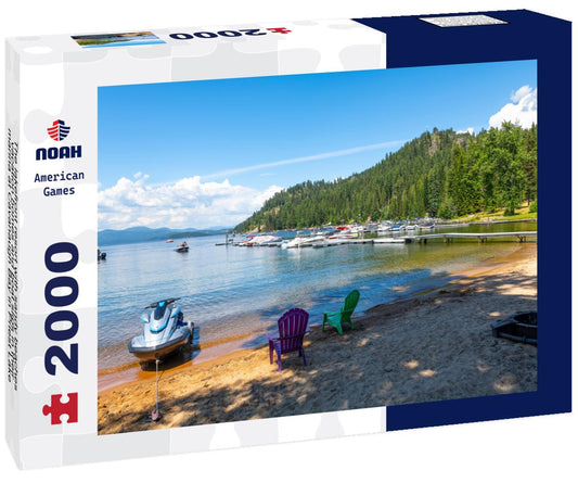 Noah Jigsaw Puzzle The lakefront resort with sandy beaches, vacation homes and boat slips in their marina at Cavanaugh Bay in Priest Lake, Idaho, in the north Panhandle 2000 pieces