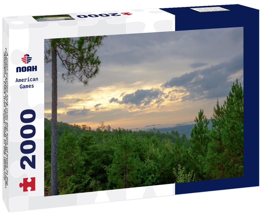 Noah Jigsaw Puzzle A post-sunrise look over the tops of trees in the Talladega National Forest into a valley near Heflin, Alabama, USA with foggy hills in the distance 2000 pieces