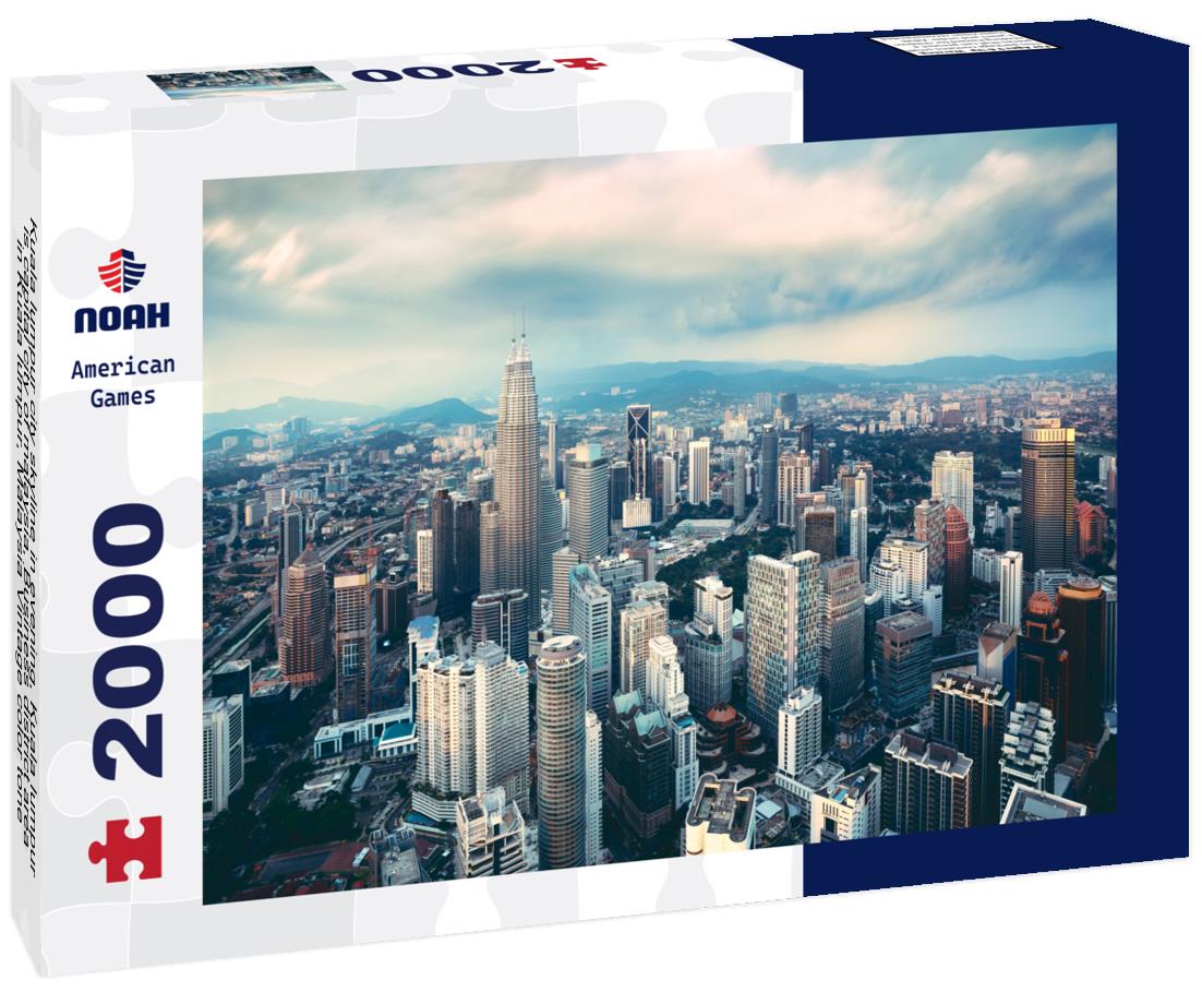 Noah Jigsaw Puzzle Kuala lumpur city skyline in evening, Kuala lumpur is capital city of malaysia, Business district area in Kuala lumpur, Malaysia Vintage color tone 2000 pieces
