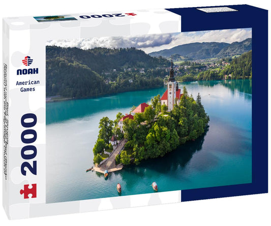 Noah Jigsaw Puzzle Bled, Slovenia - Beautiful morning at Lake Bled (Blejsko Jezero) with the Pilgrimage Church of the Assumption of Maria and traditional Pletna boats 2000 pieces