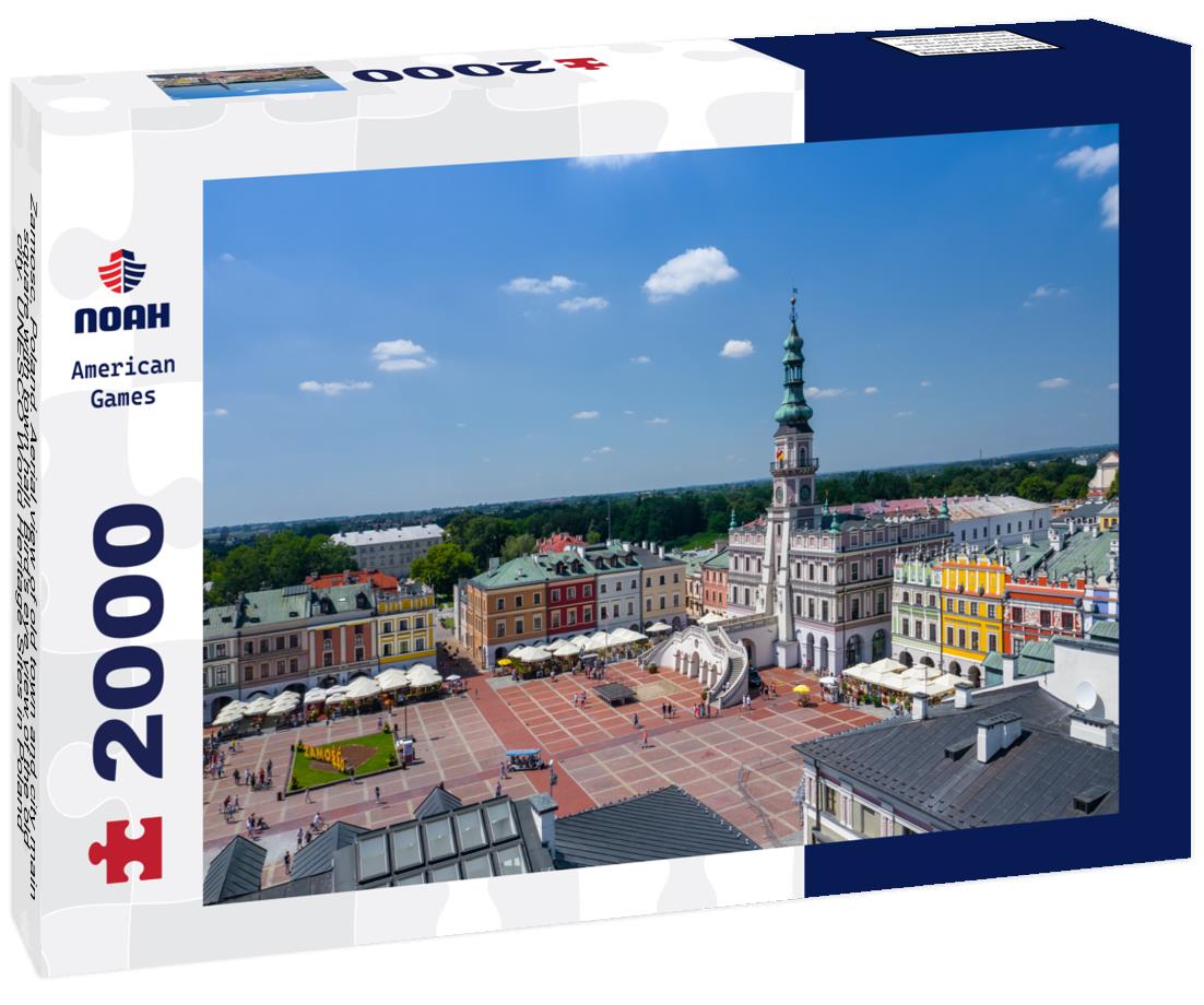Noah Jigsaw Puzzle Zamosc, Poland. Aerial view of old town and city main square with town hall. Bird's eye view of the old city. UNESCO World Heritage Sites in Poland 2000 pieces