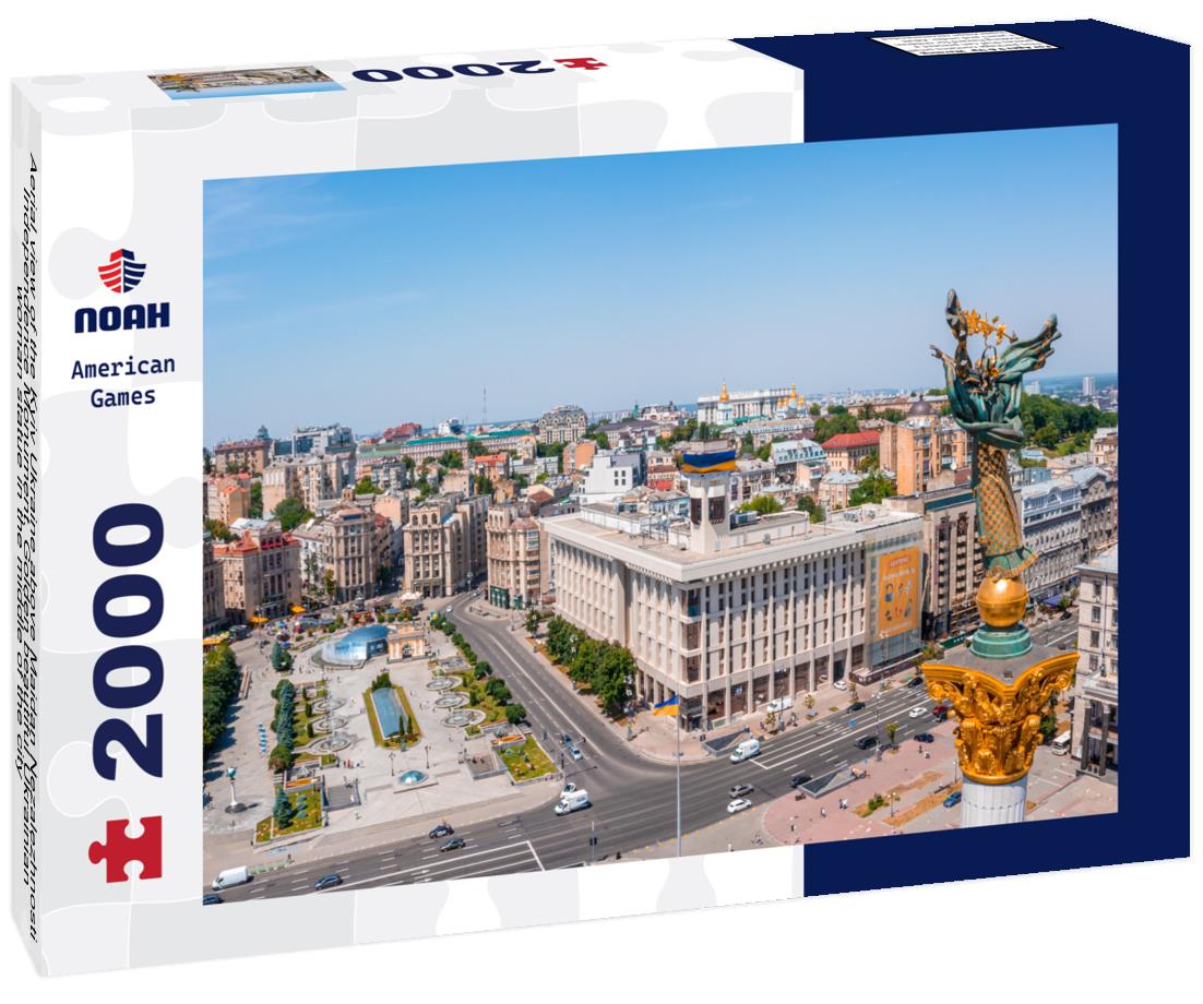 Noah Jigsaw Puzzle Aerial view of the Kyiv Ukraine above Maidan Nezalezhnosti Independence Monument. Golden beautiful Ukrainian woman statue in the middle of the city 2000 pieces