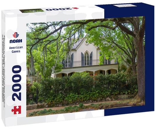 Noah Jigsaw Puzzle Mansion in Garden District of New Orleans, Louisiana, USA. Upper story windows are framed by branches of live southern oak tree with Spanish moss 2000 pieces