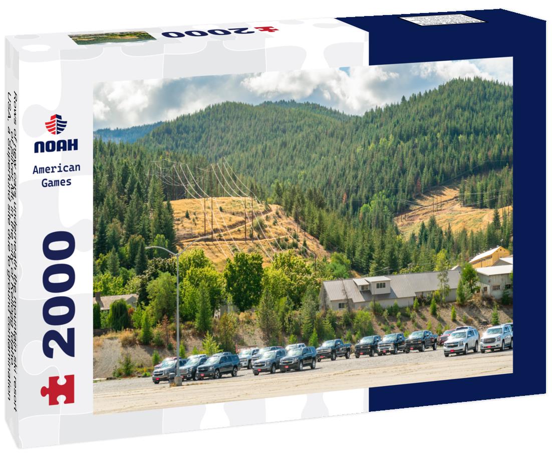 Noah Jigsaw Puzzle Rows of new cars underneath the mountain ski resort of Silver Mt. in the city of Kellogg Idaho, USA, a Superfund site due to ground contamination 2000 pieces