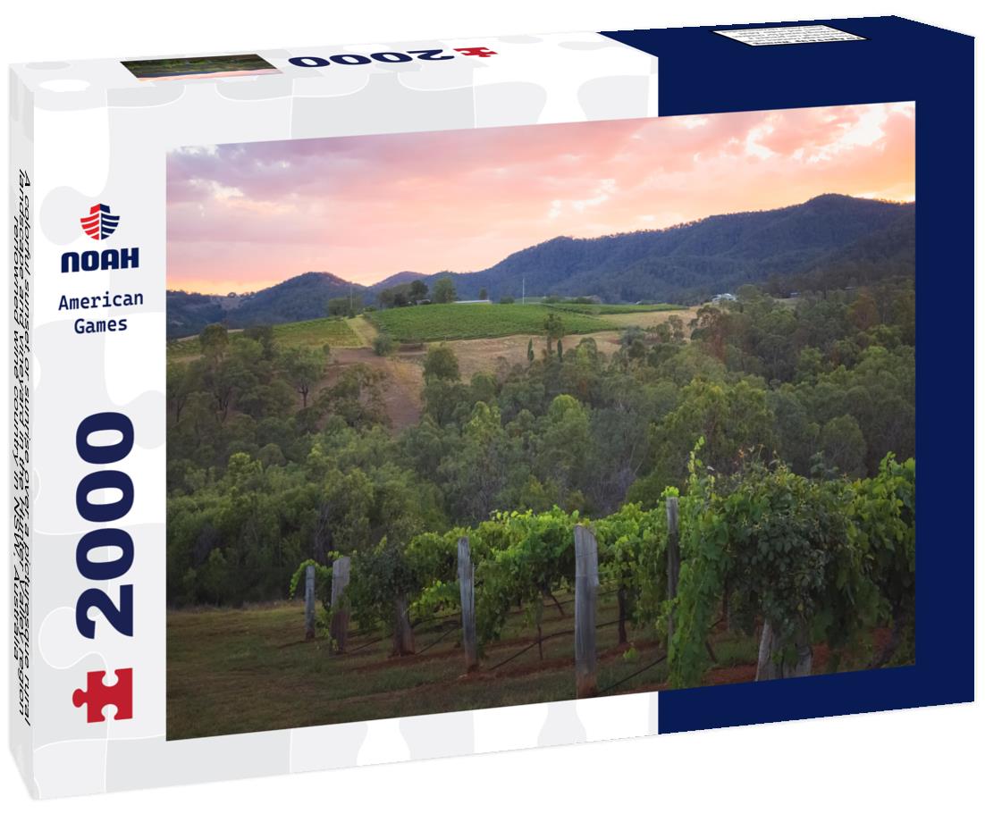 Noah Jigsaw Puzzle A colorful sunset or sunrise over a picturesque rural landscape and vineyard in the Hunter Valley region, renowned wine country in NSW, Australia 2000 pieces