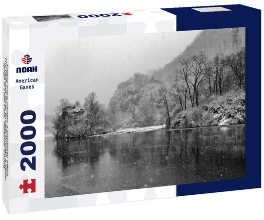 Noah Jigsaw Puzzle Falling snow creates a pointilistic effect. The Mohawk River funnels through a steep gorge in Little Falls, Herkimer County, New York State, USA 2000 pieces