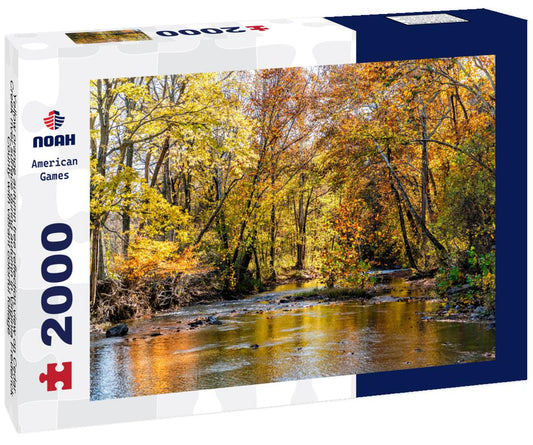 Noah Jigsaw Puzzle Yellow orange autumn tree reflection view on Cedar Creek river surface during autumn in Virginia Frederick County with vibrant colorful foliage 2000 pieces