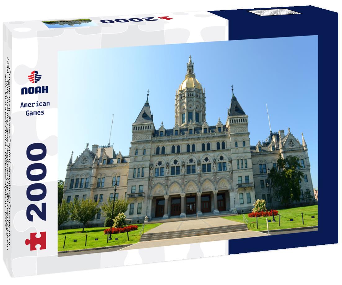 Noah Jigsaw Puzzle Connecticut State Capitol, Hartford, Connecticut, USA. This building was designed by Richard Upjohn with Victorian Gothic Revival style in 1872 2000 pieces