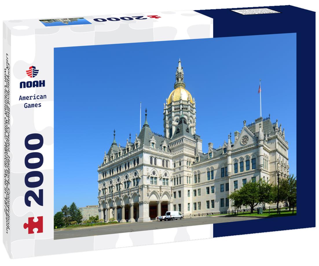 Noah Jigsaw Puzzle Connecticut State Capitol, Hartford, Connecticut, USA. This building was designed by Richard Upjohn with Victorian Gothic Revival style in 1872 2000 pieces