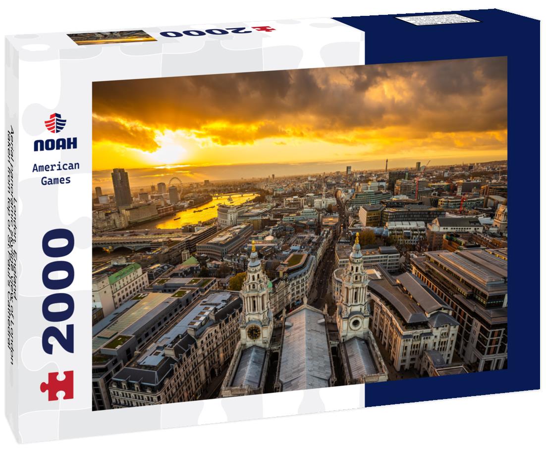 Noah Jigsaw Puzzle London, England - Aerial panoramic skyline view of London taken from top of St.Paul's Cathedral at sunset with beautiful golden sky and clouds 2000 pieces