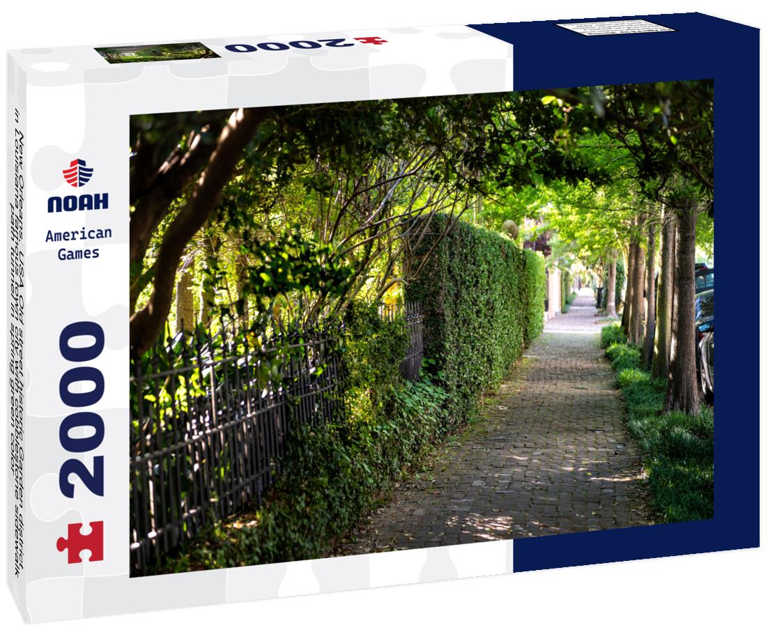 Noah Jigsaw Puzzle New Orleans, USA Old street historic Garden district in Louisiana famous town city with cobblestone sidewalk path tunnel in spring green color 2000 pieces