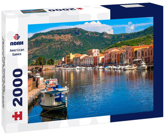 Noah Jigsaw Puzzle Bosa, Sardinia, Italy - Panoramic view of the old town quarter of Bosa by the Temo river embankment with colorful tenement houses and boats 2000 pieces