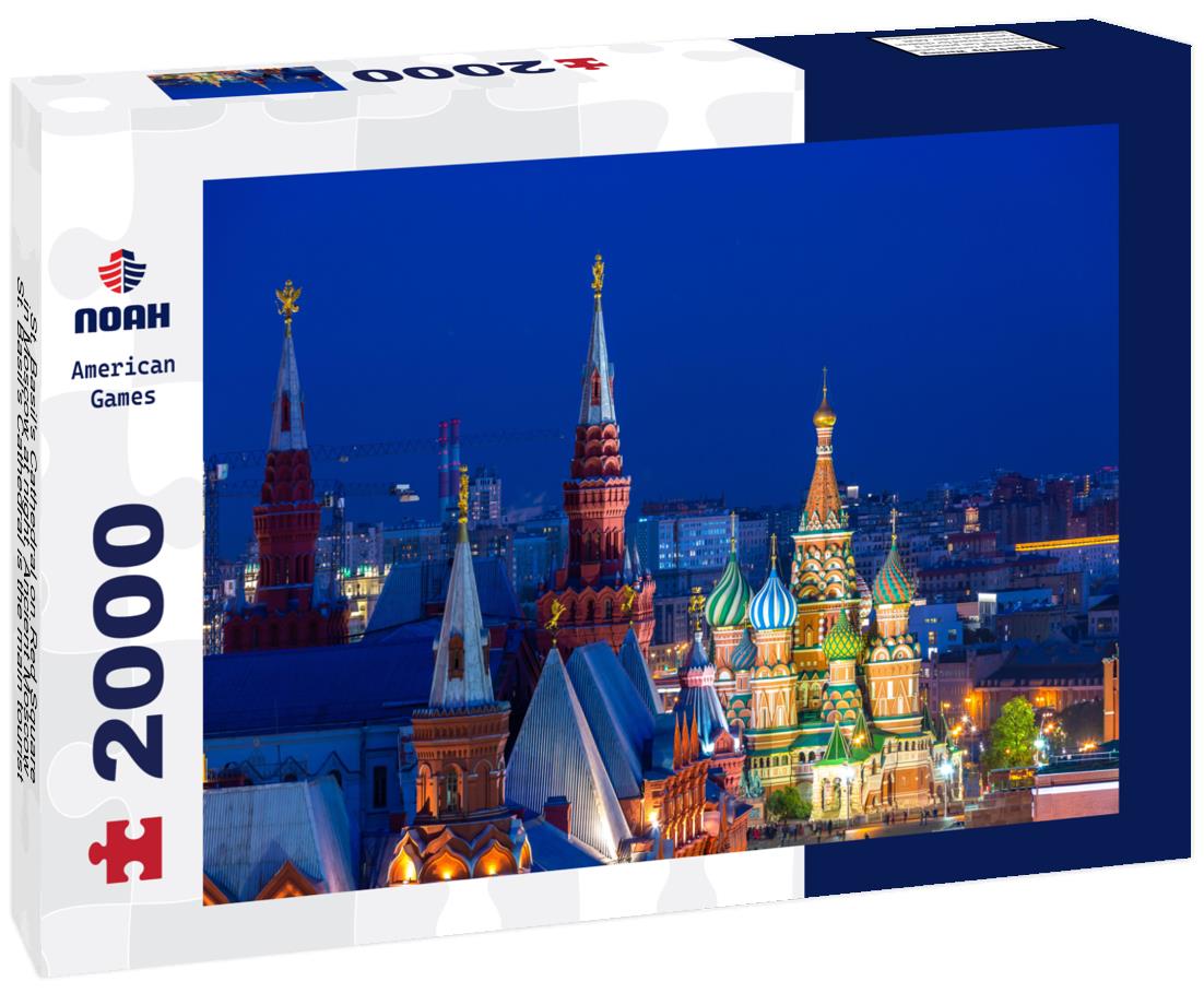 Noah Jigsaw Puzzle St. Basil's Cathedral on Red Square in Moscow at night, Ancient Moscow St. Basil's Cathedral is the main tourist attraction of city, Russia 2000 pieces