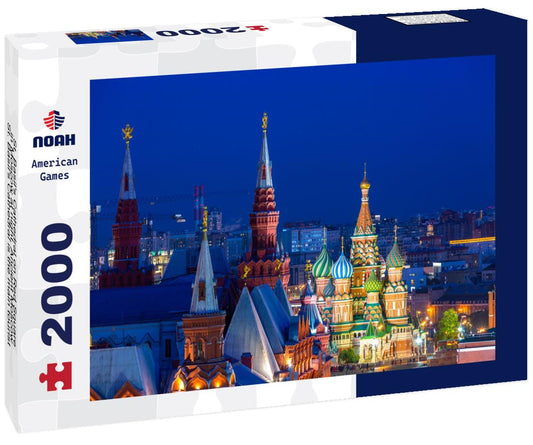 Noah Jigsaw Puzzle St. Basil's Cathedral on Red Square in Moscow at night, Ancient Moscow St. Basil's Cathedral is the main tourist attraction of city, Russia 2000 pieces