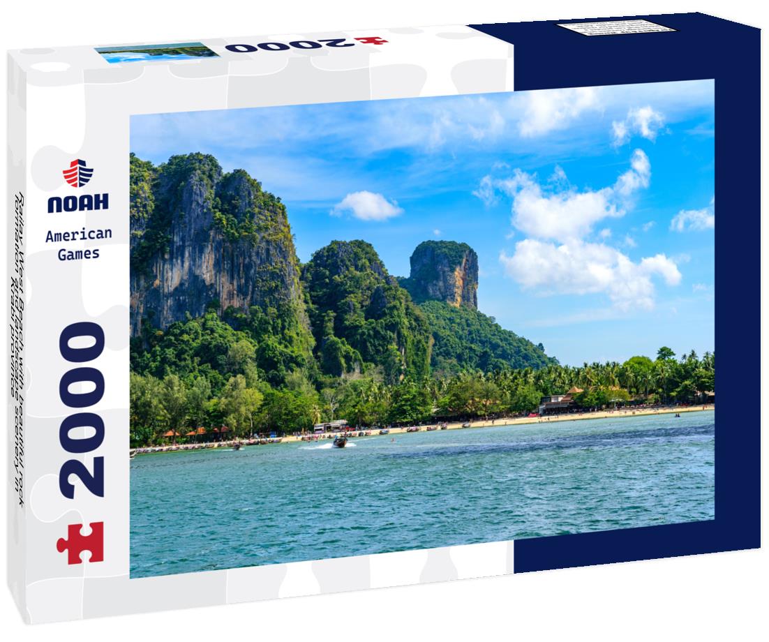 Noah Jigsaw Puzzle Railay West Beach with beautiful rock formation and landscape scenery in Krabi province - tropical coast with paradise beaches - Thailand 2000 pieces