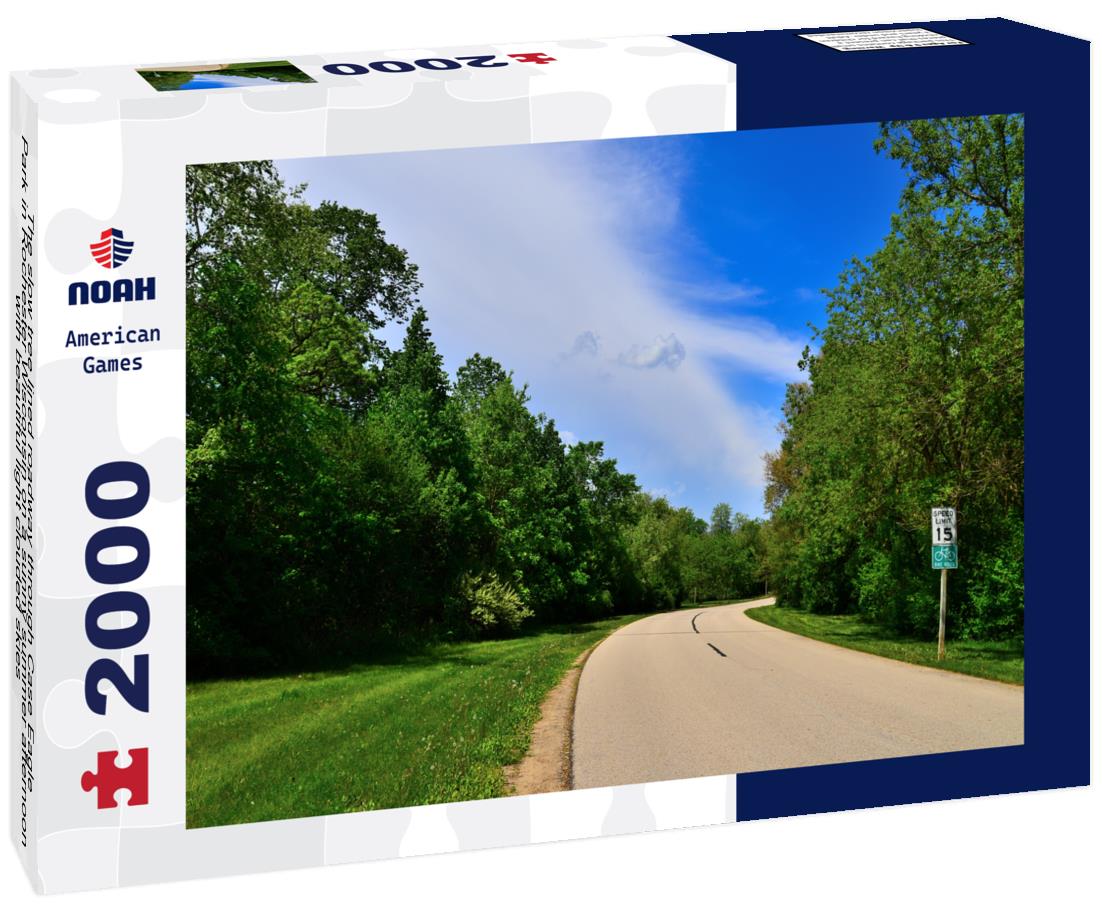 Noah Jigsaw Puzzle The slow tree lined roadway through Case Eagle Park in Rochester Wisconsin on a sunny summer afternoon with beautiful light clouded skies 2000 pieces