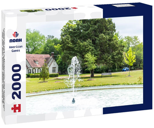 Noah Jigsaw Puzzle LeGrande park in Montgomery, USA during green sunny spring in Alabama capital city, nobody in day with water fountain stream spraying up 2000 pieces