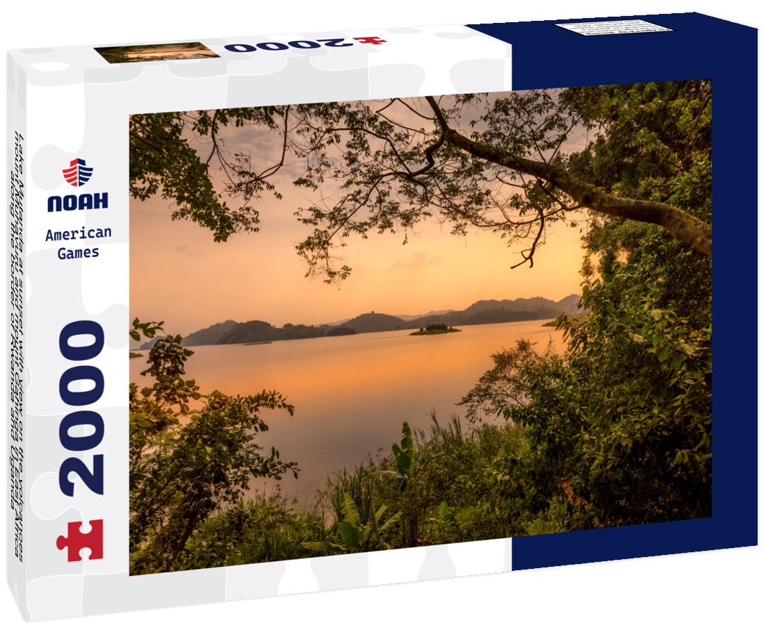Noah Jigsaw Puzzle Lake Mutanda at sunset with view on the volcanoes mount Muhavuru and mount Gahinga in East Africa, along the border of Rwanda and Uganda 2000 pieces