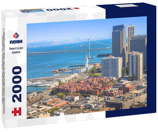 Noah Jigsaw Puzzle Aerial view close up of San Francisco skycraper, Embarcadero and Oakland Bridge from top of Coit Tower on Telegraph Hill on a sunny day 2000 pieces