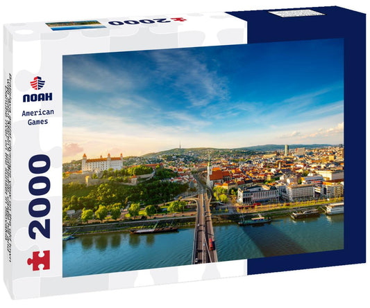 Noah Jigsaw Puzzle Bratislava aerial cityscape view on the old town with Saint Martin's cathedral, castle hill and Danube river on the sunset in Slovakia 2000 pieces