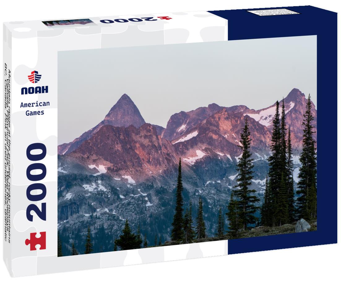 Noah Jigsaw Puzzle Mountain range at the sunset, rocky mountains, Valhalla Provincial Park, West Kootenays, BC, Canada. Pink an dred undertones, dramatic 2000 pieces