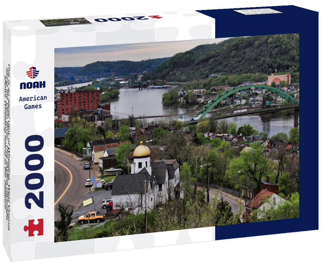 Noah Jigsaw Puzzle This is an aerial view of Wheeling, West Virginia along the Ohio River. This skyline cityscape shows Wheeling Island in the distance 2000 pieces