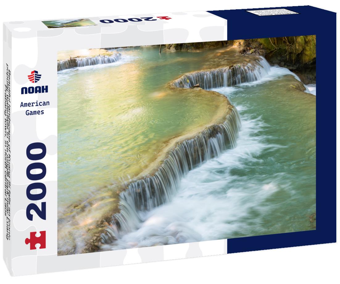 Noah Jigsaw Puzzle Beautiful landscape of Kuang Si falls an iconic popular waterfalls in the jungle park near Luang Prabang town, in north central Laos 2000 pieces