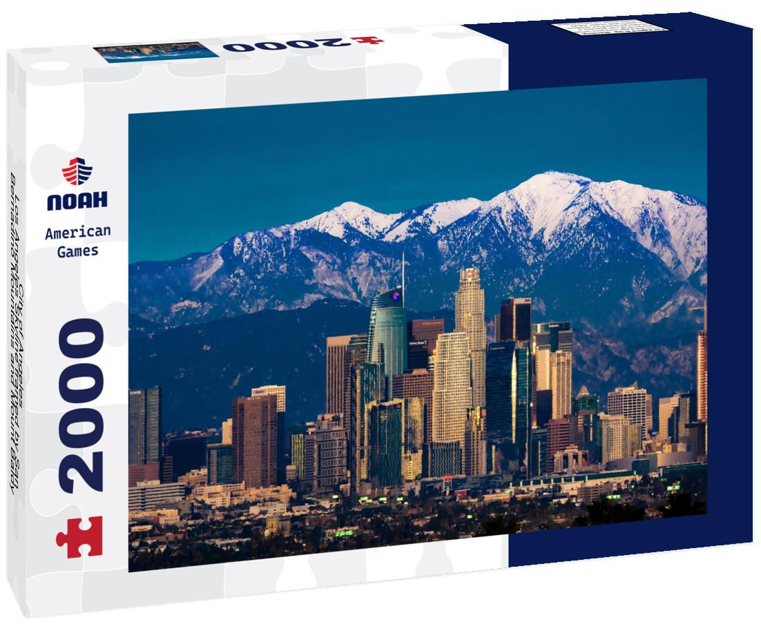 Noah Jigsaw Puzzle City of Angeles - Los Angeles Skyline framed by San Bernadino Mountains and Mount Baldy with fresh snow from Kenneth Hahn State Park 2000 pieces