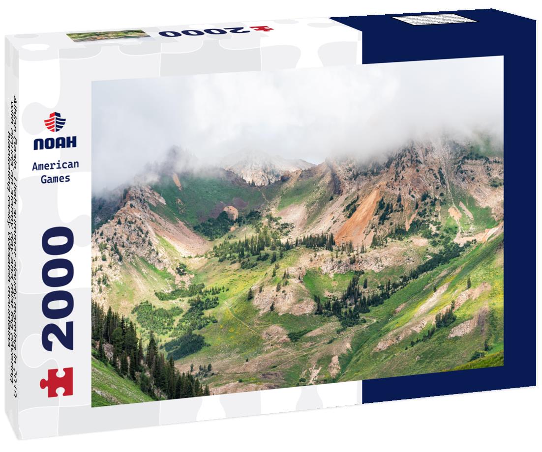 Noah Jigsaw Puzzle Albion Basin, Utah summer cloudy morning in 2019 with clouds on stormy day and mist fog covering blanketing rocky Wasatch mountains 2000 pieces