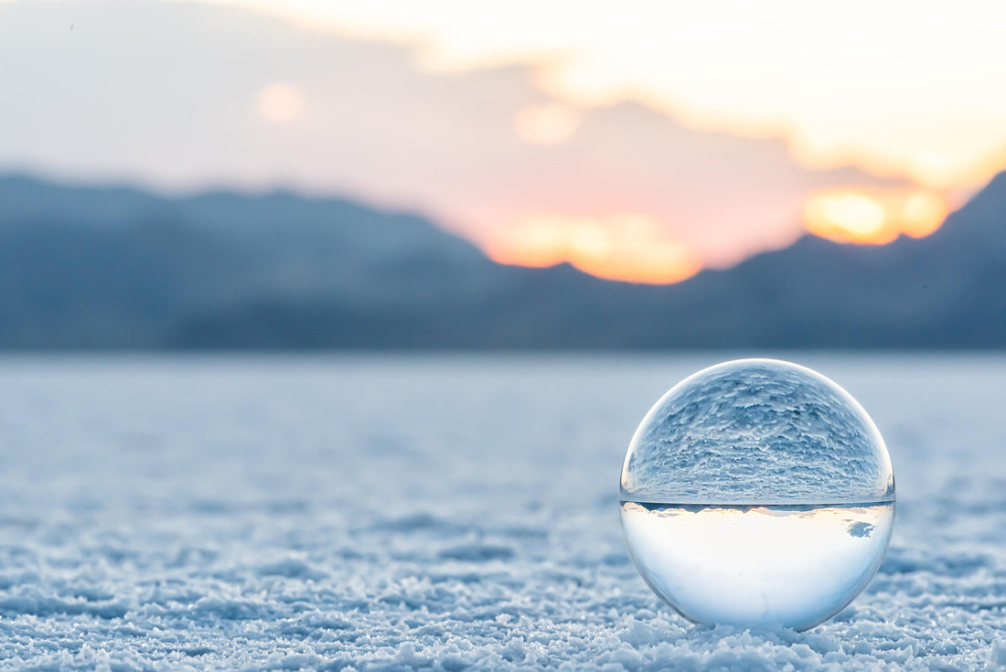 Noah Jigsaw Puzzle Bonneville Salt Flats low angle ground level landscape view near Salt Lake City, Utah and sand texture with crystal ball reflection 2000 pieces