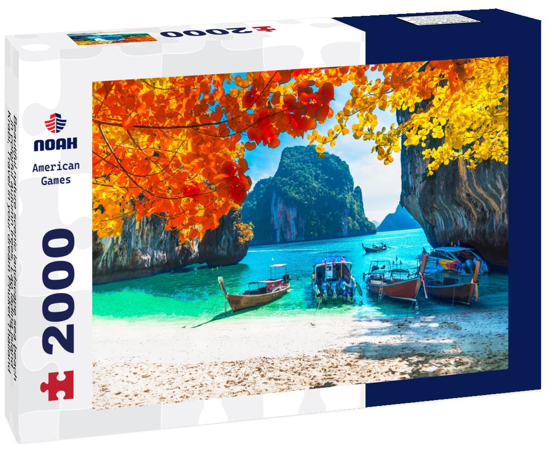 Noah Jigsaw Puzzle Beautiful nature scenic landscape sea beach in colorful autumn trees, Lao lading island Krabi, Travel in your dream Phuket Thailand 2000 pieces